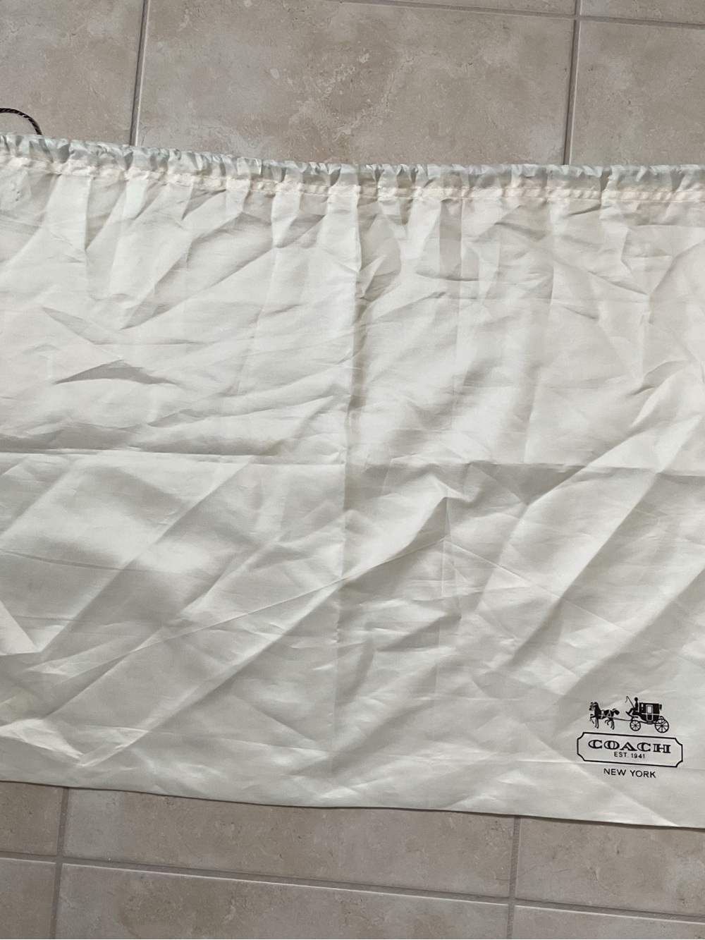 Coach Beige Drawstring Dust Bag with Black Logo